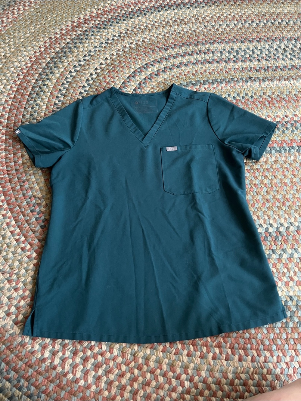 Figs Deep Teal V-Neck Scrub Top